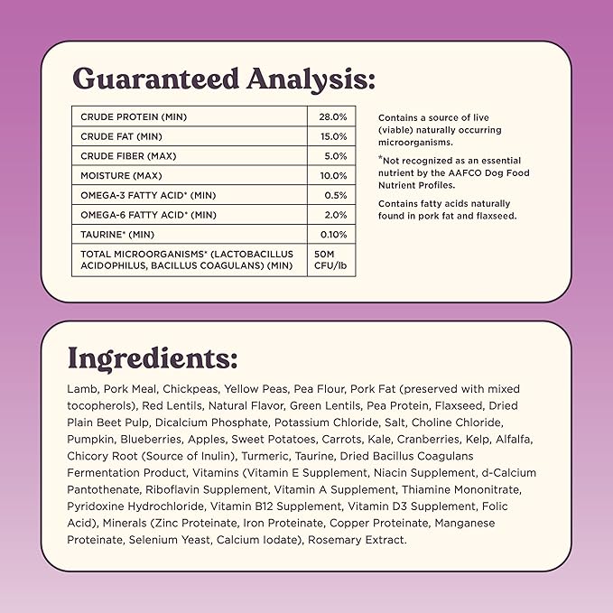 Brave Probiotic Dog Food Dry, Lamb, 18lb Bag, Natural Grain Free Adult Kibble for Digestive Health Made with Real New Zealand Lamb, 20 Plant Based Superfoods, Corn, Poultry & Soy Free