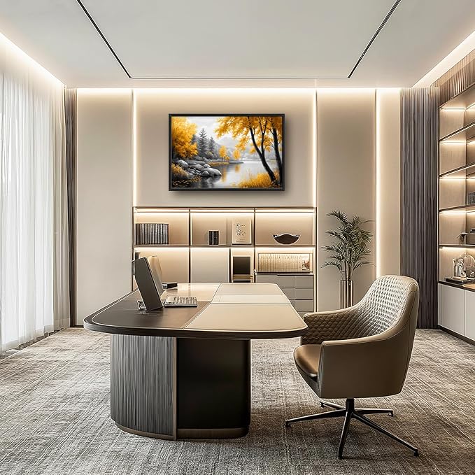 Framed Large Tree Wall Art for Living Room, Oversized Zen Trees Wall Decor, Black and Golden Forest Canvas Pictures Home Decoration for Living Room Bedroom Office 36"x24"