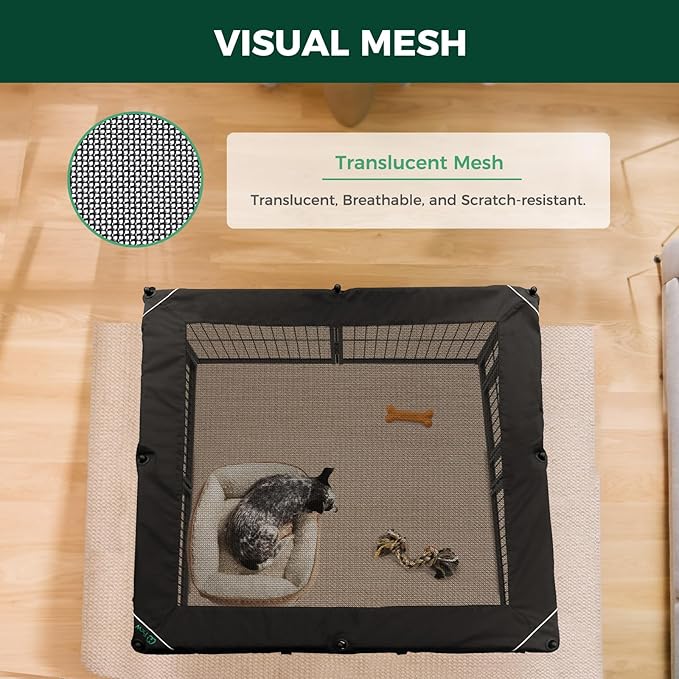 FXW Homeplus Unleashed Indoor Dog Playpen - Stress-Free and Safe Play, Heavy Duty 40 Inch 8 Wire Panels with Playpen Cover for Medium and Large Dogs, Black│Patented