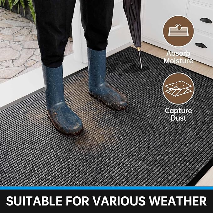 Door Floor Mat Commercial Grade Large Size 3' x 10'Heavy Duty Tough Entry Collection Slip Skid Entrance Mat with Rubber Backing Low Profile and Easy to Clean Indoor Outdoor Rug