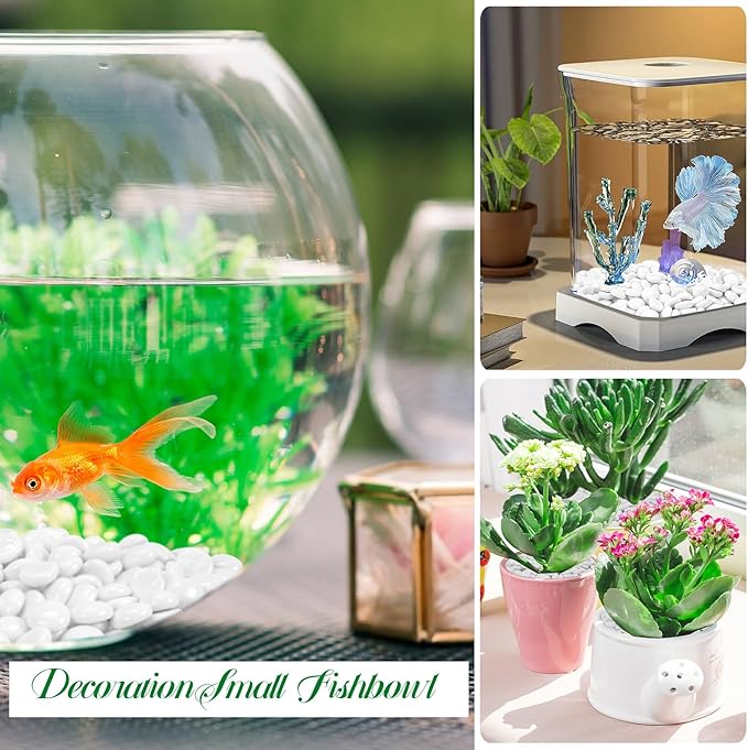 5LB White Flat Glass Marbles for Vases, Gemstone Beads Vase Filler Decorative Glass Pebbles for Fish Tank, DIY Crafts, Aquarium Decor Rocks