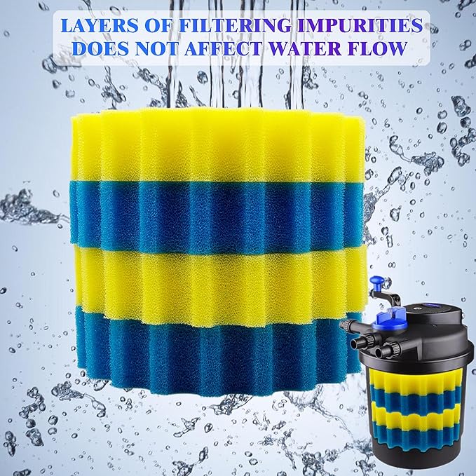 Replacement Sponge Filter Media Pads for VIVOHOME 1580/1840GPH Biological Pond Filter, Compatible with 1580/1840GPH/CPF-2500/ CPF-3500 Pressure Koi Fish Pond Filter