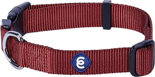 Blueberry Pet Essentials Medium Dog Collar in Fired Brick | Adjustable & Eco-Friendly Durable Nylon Strap | Classic Collar for Medium Dogs, Boy & Girl Pets