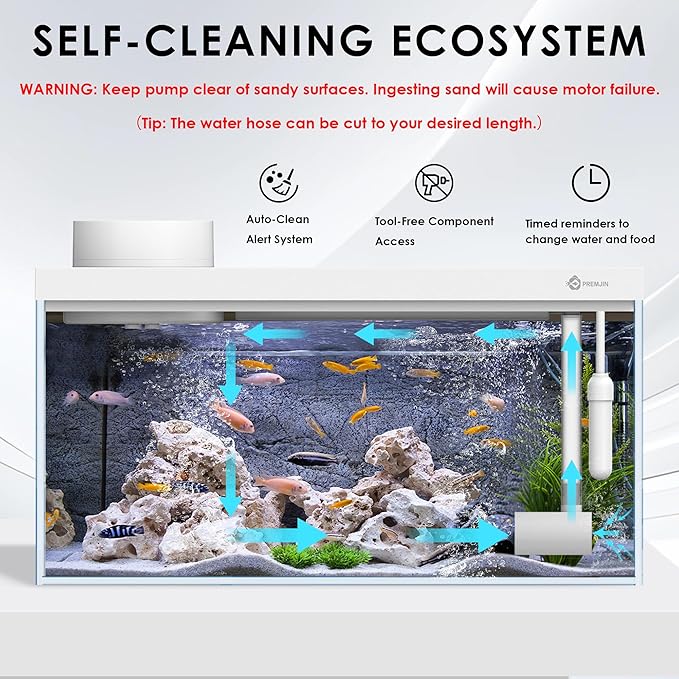 Smart Fish Tank Aquarium Kit with APP Control and Auto Feeder - 1.5 Gal Fish Tank Multi-Layer Filtration System Silent Pump & UHD Glass - 16 Million DIY Colors Includes Mini Magnetic Scrubber Scraper