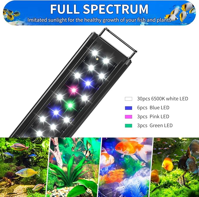 AQUANEAT LED Aquarium Light Full Spectrum for 18 Inch to 24 Inch Fish Tank Light Fresh Water