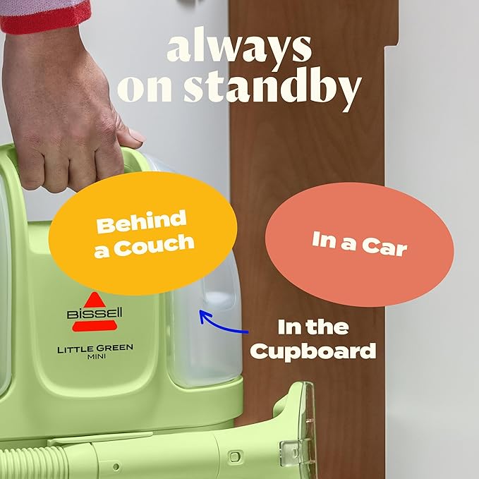 BISSELL Little Green Mini Portable Carpet and Upholstery Deep Cleaner, Car/Auto Detailer, with HydroRinse Self-Cleaning Tool and 4" Tough Stain Tool, Tea Green, 4075