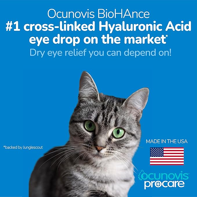 Sentrx - Ocunovis ProCare Gel Eye Drops for Dogs and Cats, Hydrating Cat and Dog Eye Drops with Hyaluronic Acid, Lysine, and Amino Acids, Preservative-Free and Antibiotic-Free, 5 ml