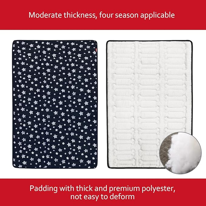 Dog Crate Mat (48" X 30"), Soft Dog Bed Mat with Cute Prints, Personalized Crate Pad, Anti-Slip Bottom, Machine Washable Kennel Pad, Black