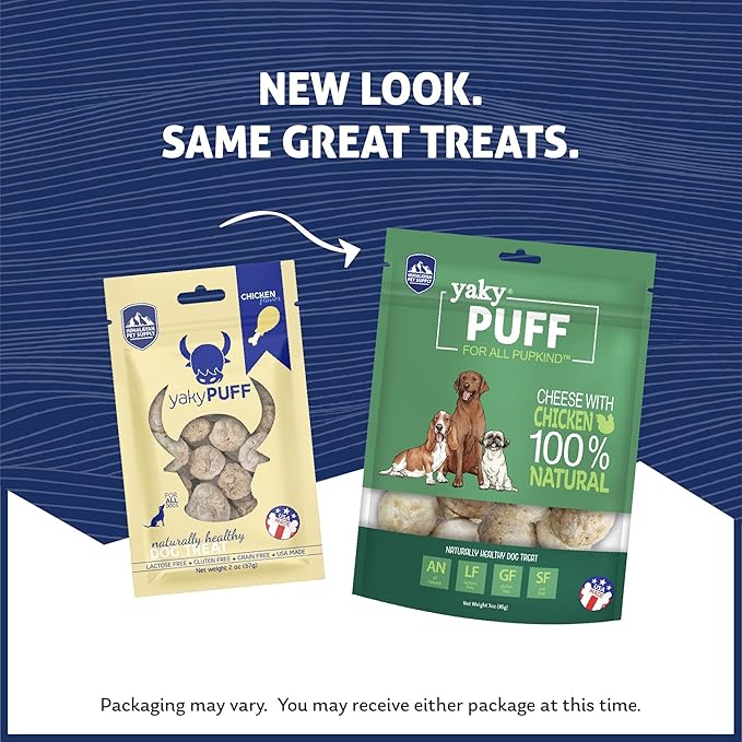 Himalayan Dog Chew Yak Cheese Treats, 100% Natural, Long Lasting, Gluten Free, Healthy & Safe, Lactose & Grain Free, Protein Rich, Chicken Flavor Flavor Crispy Puffed Treat, For All Breeds, 9.9 oz