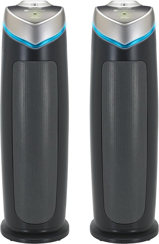 GermGuardian Air Purifier for Home with HEPA Pure Filter, for Wildfire Smoke, Pet Dander, Pollen, Odors, Large Rooms Up To 743 Sq. Ft., Removes 99.97% Pollutants, UV-C, 2-Pack, 22", AC48252PK, Gray