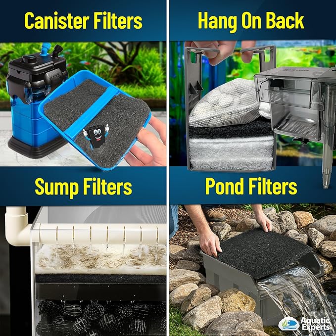 Aquarium Carbon Pad - Cut to Fit Carbon Infused Filter Pad Media for Crystal Clear Fish Tank and Ponds (10.5 Inch Width, 72 Inch Long)