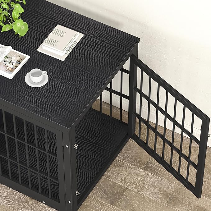 48 Inch Heavy Duty Dog Crate Furniture for Large Dogs, Decorative Pet House End Table, Extra Large Wooden Cage Kennel Furniture Indoor, Black