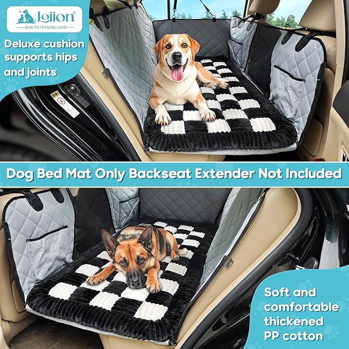 Dog Car Bed Mat, Non-Slip Backseat Extender Pet Blanket, Plaid Dog Bed for SUVs, Sedans & Trucks, Chew-Resistant Travel Pad for Dogs, Easy Clean & Scratch-Proof & Comfort (50"x24.6")