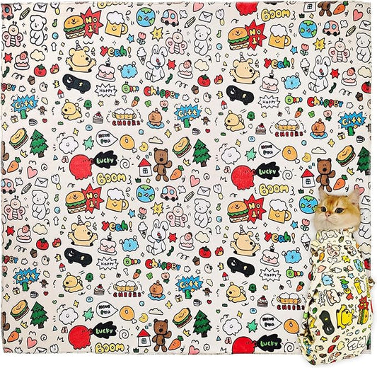 Cat Grooming Restraint Wrap – Self-Adhering Swaddle for Nail Clipping, Anti-Scratch & Escape-Proof, Calming Cat Swaddle Wrap for Grooming or Medication (Medium, for 1–6 Month Kittens)