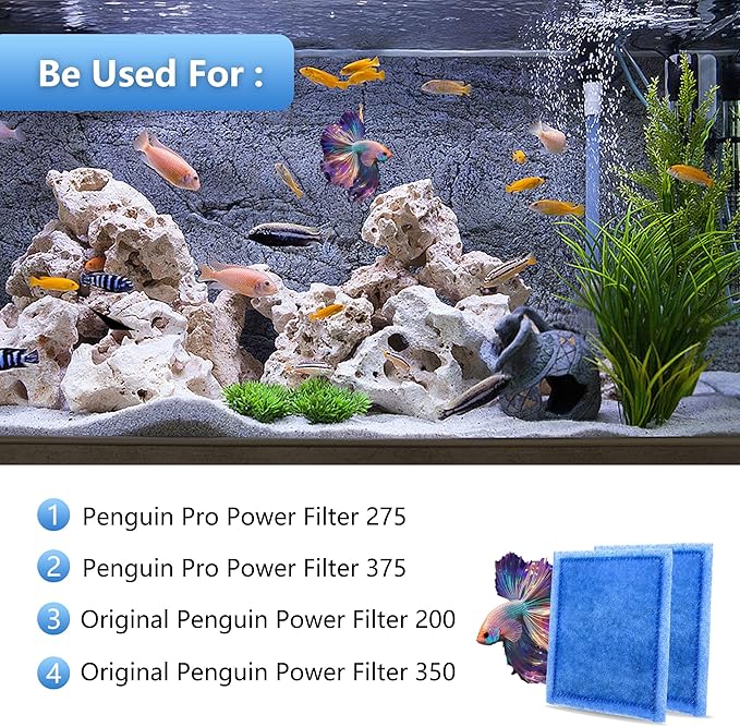 48 Pack Aquarium Rite-Size C Filter Cartridges Compatible with PRO Power Filters 275/375, Power Filters 200/350