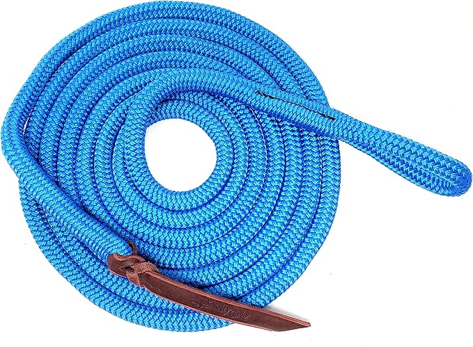 Double Braid Lead Rope with Eye Splice Loop, 12-14FT Lengths (Blue, 14 ft.)