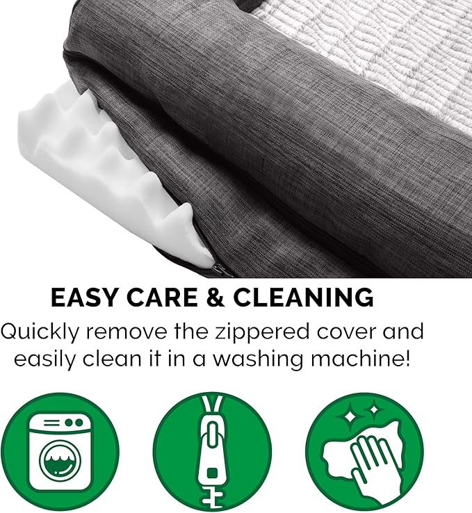 Furhaven Orthopedic Dog Bed for Large/Medium Dogs w/ Removable Bolsters & Washable Cover, For Dogs Up to 55 lbs - Luxe Faux Fur & Performance Linen Sofa - Charcoal, Large