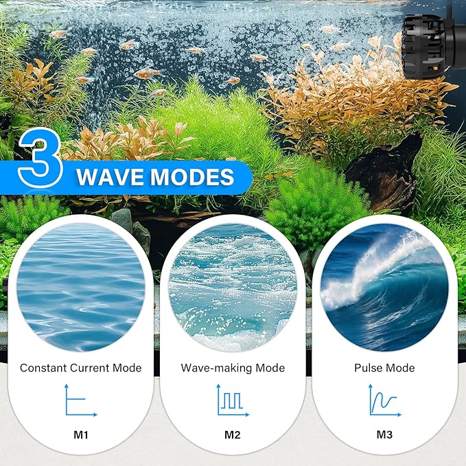 hygger Aquarium Wave Maker for 5-10 Gallon Fish Tanks, Adjustable DC Power Heads for Aquarium with Controller, Aquarium Circulation Pump With Magnetic Base for Saltwater Freshwater Tank 660 GPH