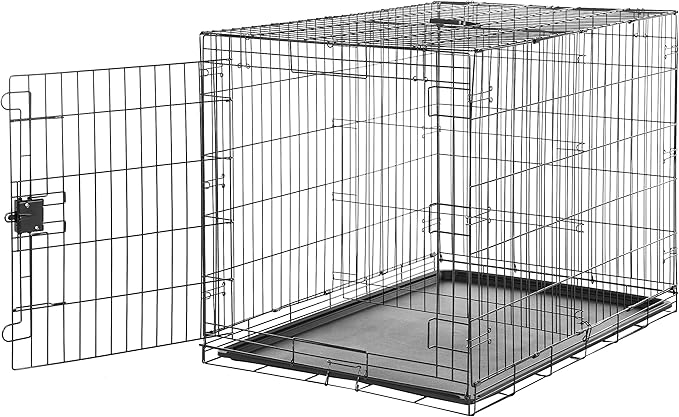 Amazon Basics Durable, Foldable Metal Wire Dog Crate with Tray, Single Door, 42 x 28 x 30 in, Black