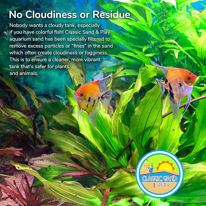 CLASSIC SAND & PLAY Natural Aquarium Sand for Freshwater and Saltwater Tanks, 40 lb. Bag, Improves Filter Life and Filtration Process, Pre-Washed Fine Sand, Blue
