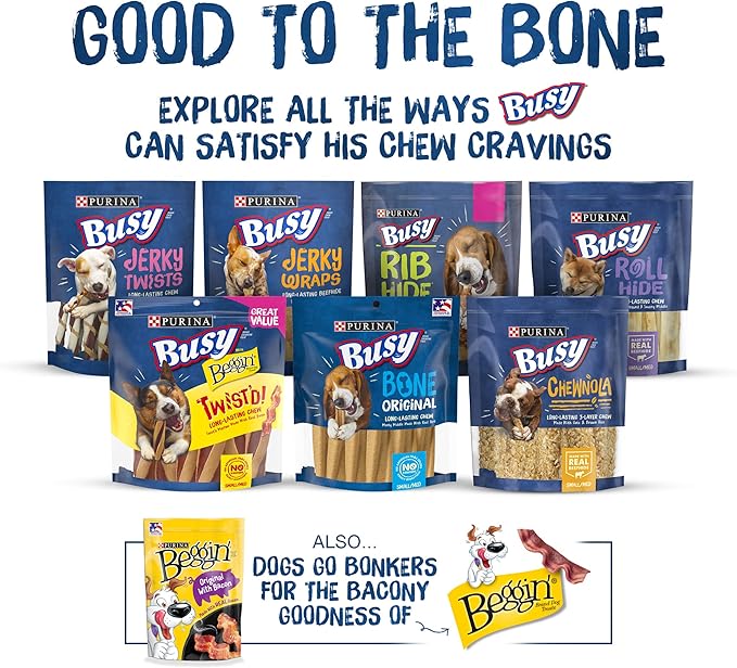 Purina Busy Bone Adult Dog Chew Bone Treats, Peanut Butter - 6 ct. Pouch