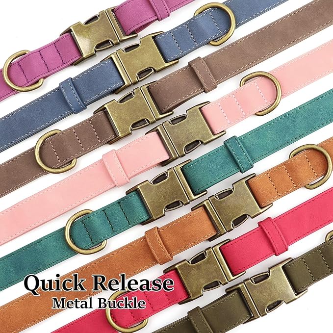 Didog Soft PU Leather Dog Collar, Stylish Quick Released Dog Collar for Large Dogs, Easy Clean Adjustable Pet Collar for Daily Walking, Brown, XL Fit 17-27" Neck