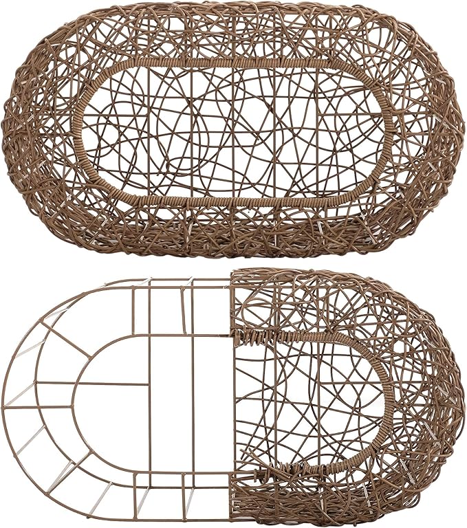 Fun Stackable Cat Condo for Indoor Cats - Interactive Play Faux Rattan Cat House for Indoor Cats Kitty, Pet Friendly Top/Side House Entry, Cat Bed Enclosed