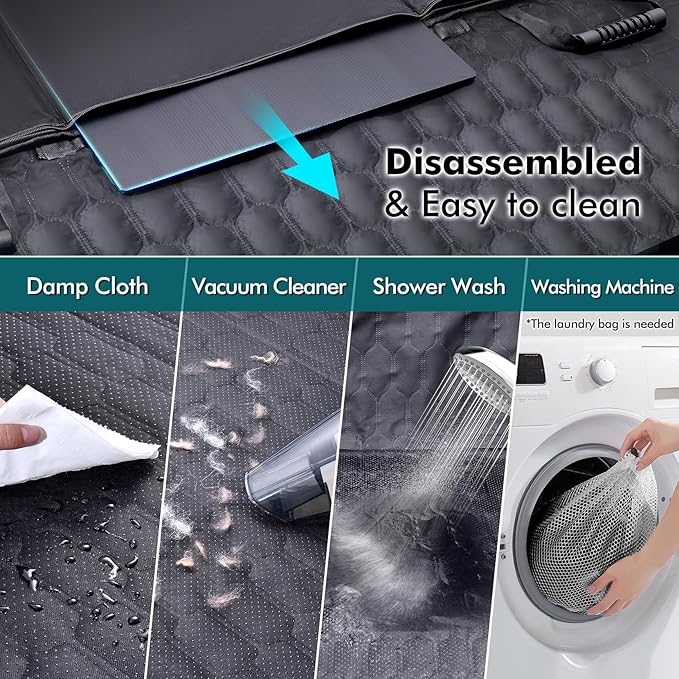 Back Seat Extender for Dogs-Supports 400lb,Hard Bottom Dog Car Seat Cover for Back Seat -Detachable,Scratch Proof Nonslip,Dog Hammock for Car,Truck with Anti-Slip Dispensing