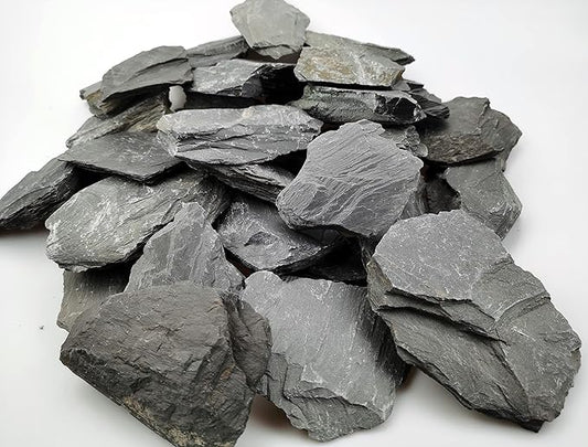 Voulosimi Natural Slate Rocks PH Neutral Stone Perfect Rocks for Aquariums, Landscaping Model,Tank Decoration,Amphibian Enclosures (7.5 LB, 5-7 inch)
