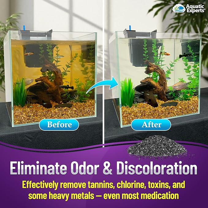 Premium Activated Carbon, Aquarium Carbon for Fish Tank Filter, Aquarium Filter Media, Granulated Charcoal for Fish Tanks, Activated Charcoal Bulk (3 lbs with Fine Mesh Bag)