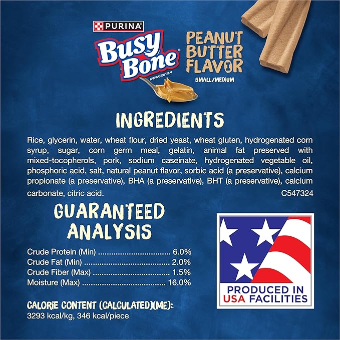 Purina Busy Bone Adult Dog Chew Bone Treats, Peanut Butter - 10 ct. Pouch