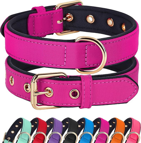 Didog Soft Padded Dog Collars for Small Dogs, Lightweight and Breathable Dog Collar with Metal Buckle for Puppy, Rose Purple, S
