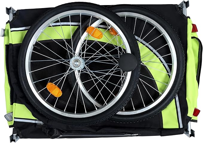 Blue-Grey Large Folding Bike Trailer for Dogs – Heavy-Duty Steel Frame, 66LB Capacity Pet Carrier for All-Terrain Cycling, Jogging & Camping Adventures!