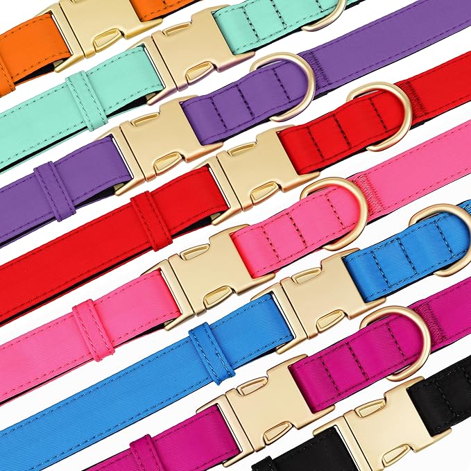 Didog Soft Padded Dog Collar for Large Dogs, Colorful and Durable Pet Collar with Quick Release Buckle, Light and Breathable for Daily Walking, Purple, L