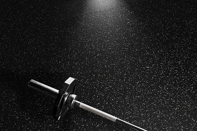 Genaflex Rubber Gym Floor Mat - 8mm Thick - Heavy Duty Commercial Protective Gym Flooring Roll (Black, 4' X 15')