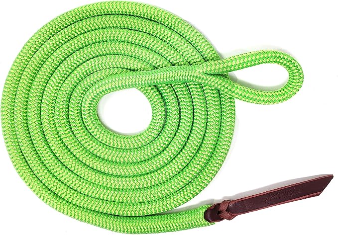 Double Braid Lead Rope with Eye Splice Loop, 12-14FT Lengths (Neon Green, 14 ft.)