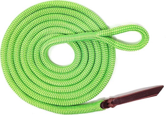Double Braid Lead Rope with Eye Splice Loop, 12-14FT Lengths (Neon Green, 12 ft.)